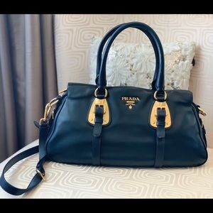 Prada Bauletto BN1903 Nero Soft Calf Leather Bag